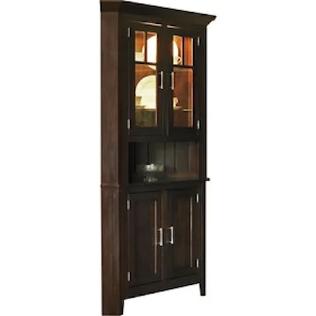 Contemporary Corner Hutch with Built-In Lighting
